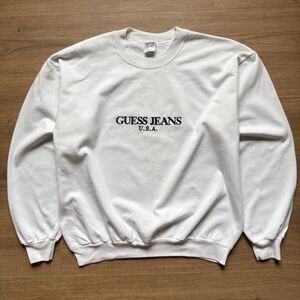 Vintage 90s Guess Made In USA Embroidered Crewneck Sweatshirt L George Marciano
